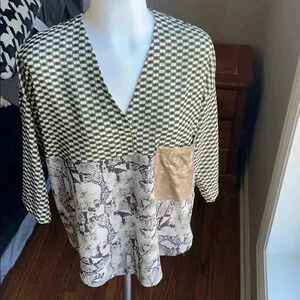 Snake print sequin pocket blouse from Zara